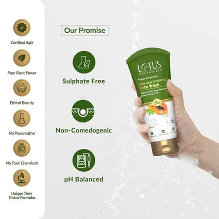 Lotus Botanicals Papaya & Vitamin E Insta Glow Exfoliating Face Wash 100ml Pack Of 2)