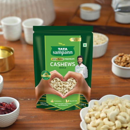 Tata Sampann 100% Pure Premium Cashews Whole 200g