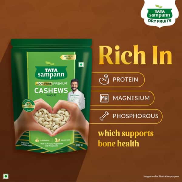 Tata Sampann 100% Pure Premium Cashews Whole 200G
