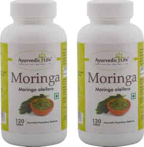 Ayurvedic Life Moringa Tablets 120 Count Pack Of 2 Grey