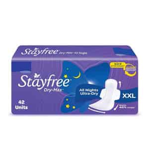 Stayfree Dry Max Xxl | 42 Pads | All Night Xxl Dry Cover Sanitary Pads For Women