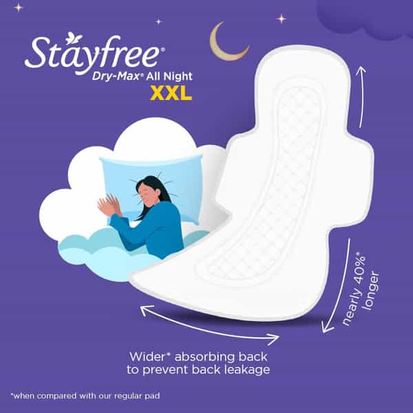 Stayfree Dry Max Xxl | 42 Pads | All Night Xxl Dry Cover Sanitary Pads For Women