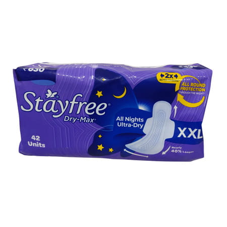 Stayfree Dry Max Xxl | 42 Pads | All Night Xxl Dry Cover Sanitary Pads For Women