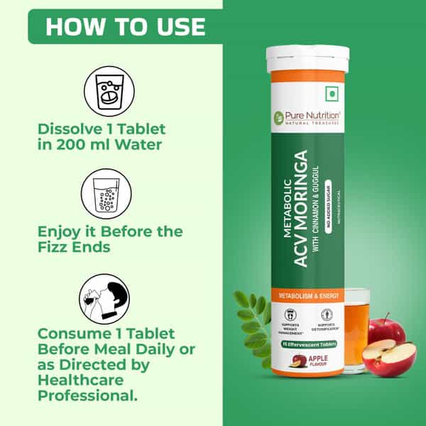 Pure Nutrition Acv + Moringa - 15 Effervescent Tablets