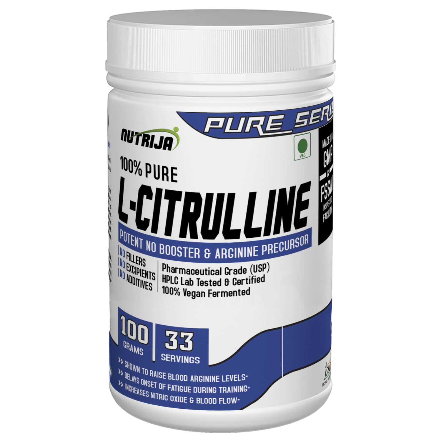 Nutrija L- Citrulline For Increased Strength & Faster Recovery (100grams | Tangy Orange)