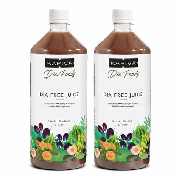 Kapiva Dia Free Juice | 1L |Diabetes Care | Amla | Karela | Jamun & 8 More (2 Pack)