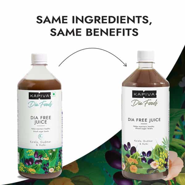 Kapiva Dia Free Juice | 1L |Diabetes Care | Amla | Karela | Jamun & 8 More (2 Pack)
