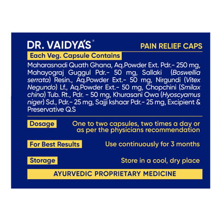 Dr. Vaidya'S Pain Relief Capsules Ayurvedic Medicine For Joint 30 Capsules