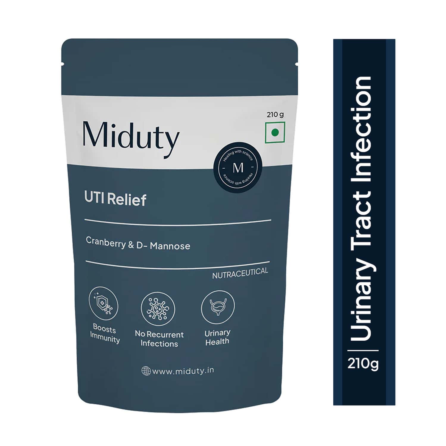 Miduty Uti Relief- D-mannose-cranberry Extract-uti-infection Support - Immunity-16x Effective -210g