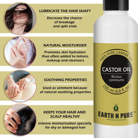 Earth N Pure Castor Oil 100% Natural Pure And Therapeutic Grade Hair Oil (200 Ml)