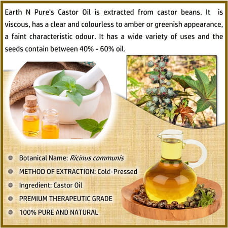Earth N Pure Castor Oil 100% Natural Pure And Therapeutic Grade Hair Oil (200 Ml)