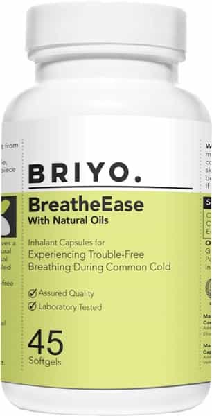 Briyo Breatheease With Natural Oils - For Trouble-Free Breathing During Common Cold - 45 Softgels