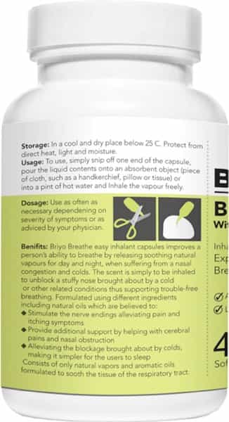 Briyo Breatheease With Natural Oils - For Trouble-Free Breathing During Common Cold - 45 Softgels