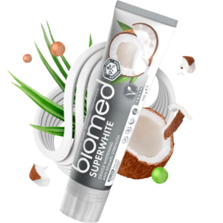 Biomed Superwhite Natural Toothpaste - Buy Two Get One Mouthwash Free -100gm