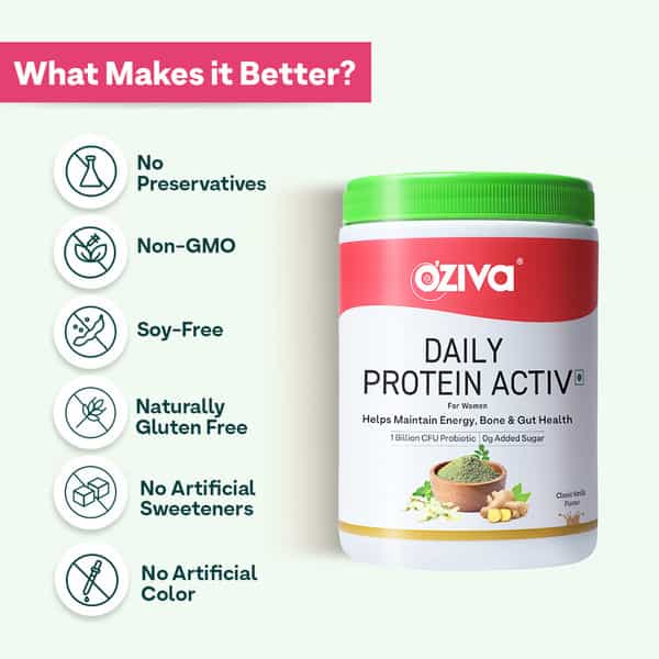 Oziva Daily Protein Activ For Women | 40 G Protein - Classic Vanilla | 300 G Pack Of 2