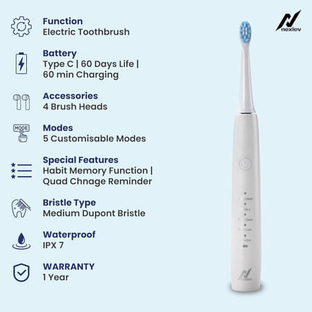 Nexlev Electric Toothbrush - Type C- White
