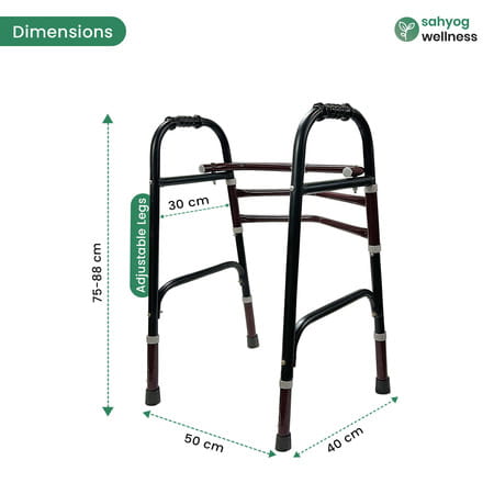 Sahyog Wellness Height Adjustable Folding Walker For Adults | Made In India (Black)