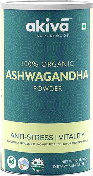 Akiva Superfoods Ashwagandha Root Vegan Supplement Powder Bottle Of 100 G