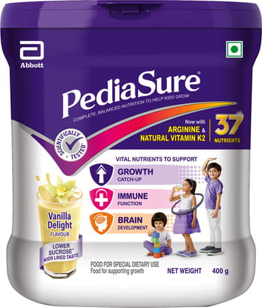 Pediasure New Vital Nutrients To Help Kids Growth For 2-6 Years Old Vanilla Jar Of 400 Gm