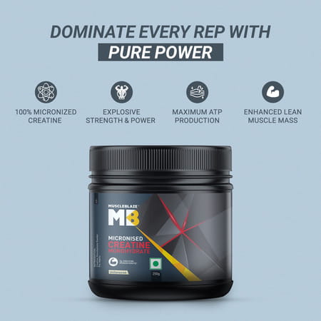 Muscleblaze Micronized Creatine Monohydrate Powder| Unflavoured (250g) With Shaker