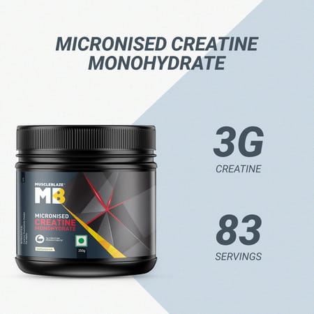 Muscleblaze Micronized Creatine Monohydrate Powder| Unflavoured (250g) With Shaker