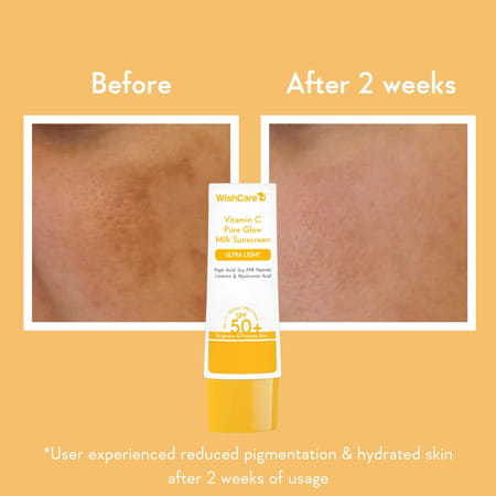 Wishcare Vitamin C Pure Glow Face Sunscreen Spf 50 Pa++++ -Broad Spectum Ultra Light & No White Cast