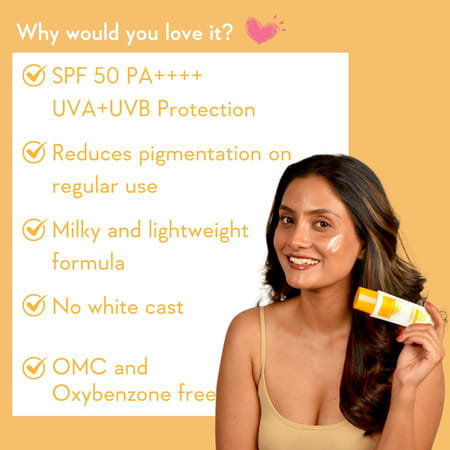 Wishcare Vitamin C Pure Glow Face Sunscreen Spf 50 Pa++++ -Broad Spectum Ultra Light & No White Cast