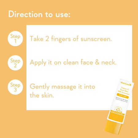 Wishcare Vitamin C Pure Glow Face Sunscreen Spf 50 Pa++++ -Broad Spectum Ultra Light & No White Cast