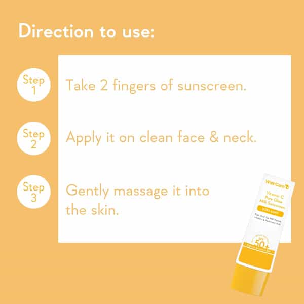 Wishcare Vitamin C Pure Glow Face Sunscreen Spf 50 Pa++++ -Broad Spectum Ultra Light & No White Cast