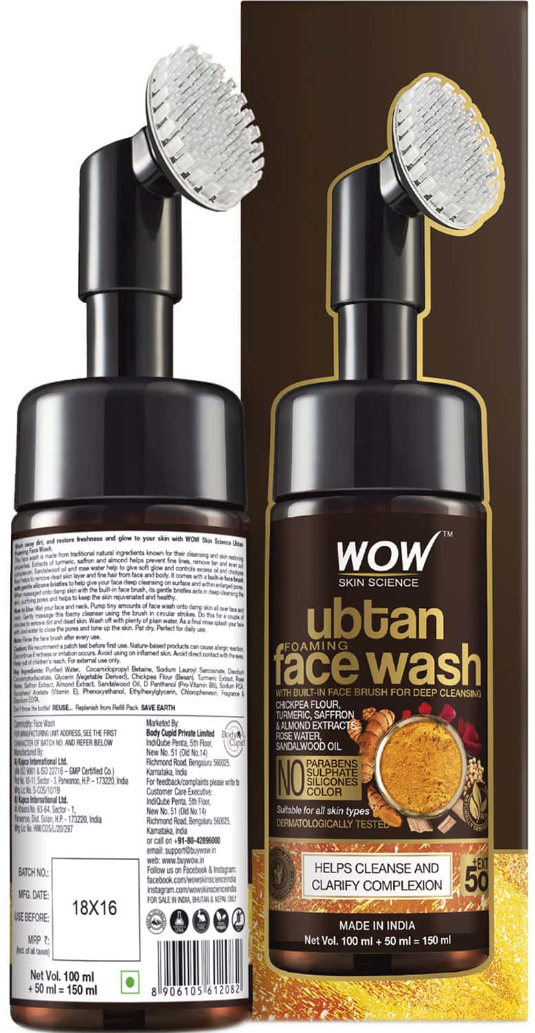 Buy WOW SKIN SCIENCE UBTAN FOAMING FACE WASH WITH BUILTIN BRUSH 150