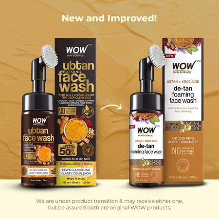 Wow Skin Science Ubtan Foaming Face Wash With Built-In Brush - 150 Ml