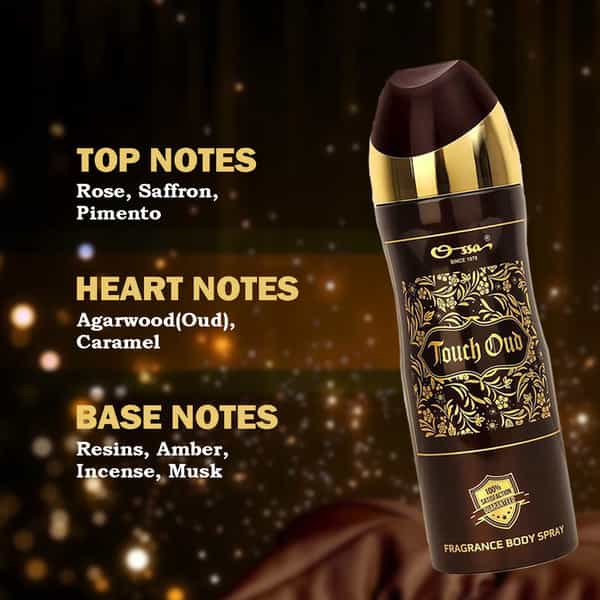 Ossa Touch Oud Body Spray Ambery And Oud Notes | For Men And Women | 200 Ml
