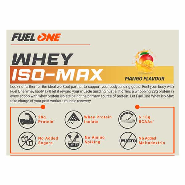 Fuel One Whey Iso-Max | 100% Pure Whey Protein Isolate (Mango | 2 Kg / 2.2 Lb)