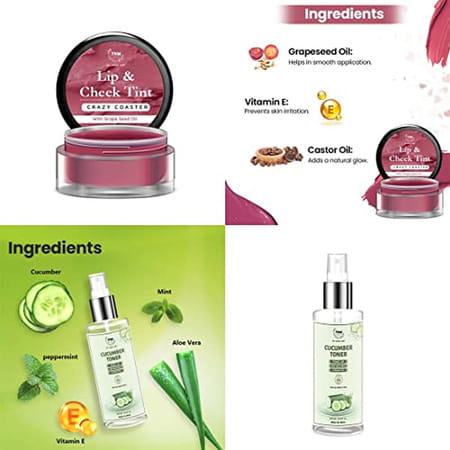 Tnw-The Natural Wash Lip & Skin Care Combo With Crazy Coaster Lip & Cheek Tint And Cucumber Toner