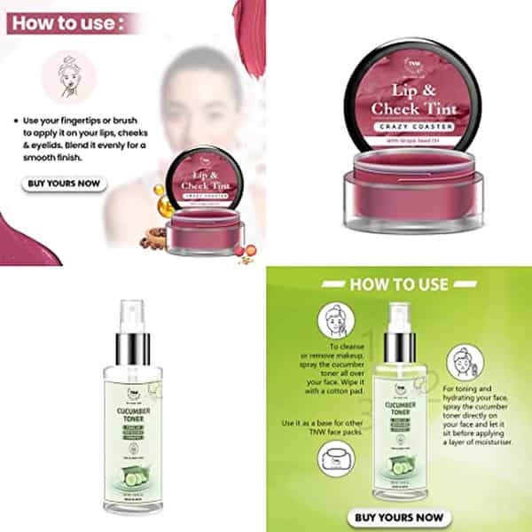 Tnw The Natural Wash Lip & Skin Care Combo With Crazy Coaster Lip & Cheek Tint And Cucumber Toner