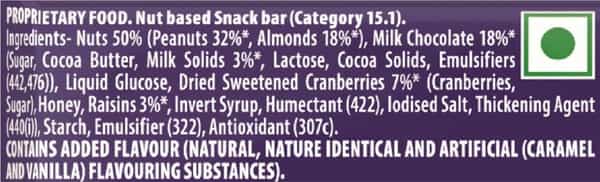 Cadbury Bournvita Fuse Fit Chocolate Bar With Cranberries & Nuts 40G
