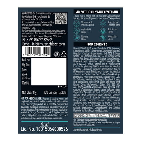 Muscleblaze Mb-Vite Multivitamin Unflavoured Tablet 120