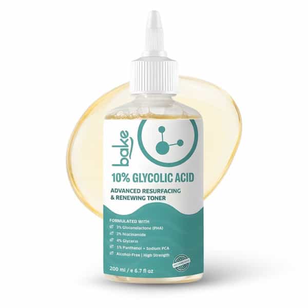 Bake 10% Glycolic Acid Resurfacing Toner For Smooth | Bright & Even Skin Tone-200Ml