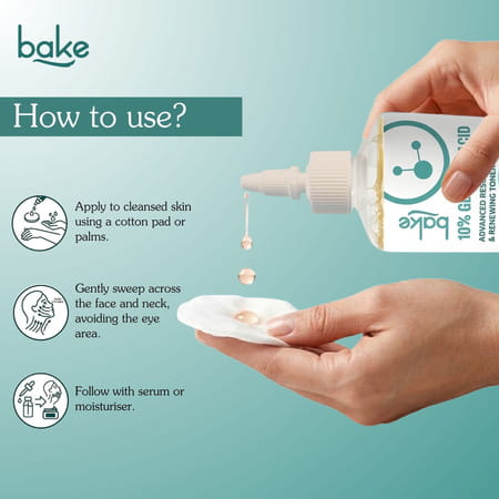 Bake 10% Glycolic Acid Resurfacing Toner For Smooth | Bright & Even Skin Tone-200Ml