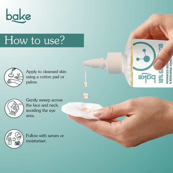 Bake 10% Glycolic Acid Resurfacing Toner For Smooth | Bright & Even Skin Tone-200Ml