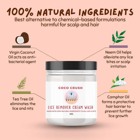 Coco Crush Ayurvedic Lice Cream Wash | Kills Lice/Eggs/Nits | 100% Naturally - 50g