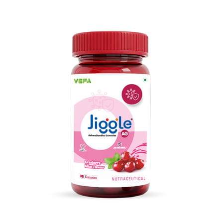 Jiggle Ag Ashwagandha Gummies I Stress Relief Adoptogen Ashwagandha|Cranberry-Mint Flavour I 30 N
