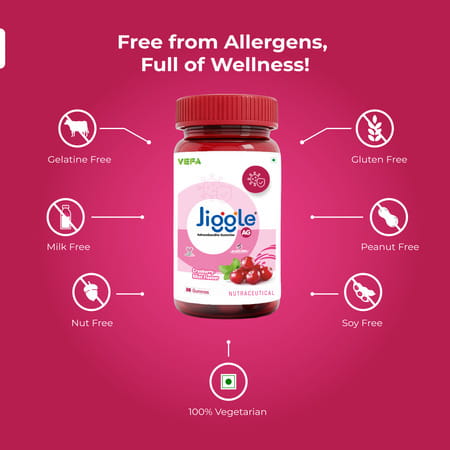 Jiggle Ag Ashwagandha Gummies I Stress Relief Adoptogen Ashwagandha|Cranberry-Mint Flavour I 30 N