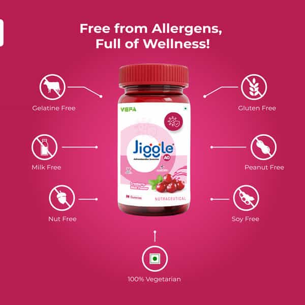 Jiggle Ag Ashwagandha Gummies I Stress Relief Adoptogen Ashwagandha|Cranberry-Mint Flavour I 30 N