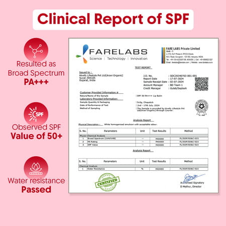 Aravi Organic Beetroot Tinted Lip Balm With Spf 50 Pa+++ | 5 Gm