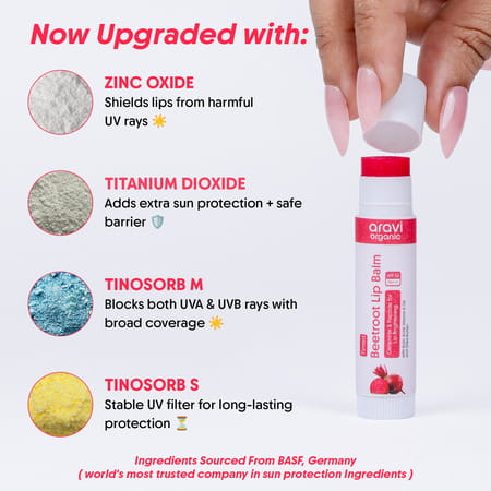 Aravi Organic Beetroot Tinted Lip Balm With Spf 50 Pa+++ | 5 Gm