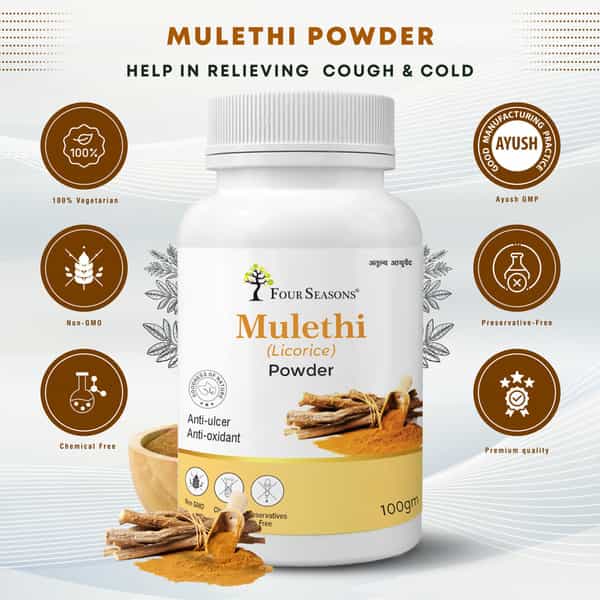 Four Seasons Mulethi (Licorice) Powder 100G | For Body | Skin | Hair | & Face Whitening (Pack Of 2)
