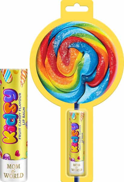 Mom & World Kidsy Natural Fruit Candy Lip Balm Kids & Baby Lip Balm With Shea Butter Vitamin E 4.5G