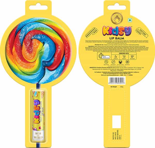 Mom & World Kidsy Natural Fruit Candy Lip Balm Kids & Baby Lip Balm With Shea Butter Vitamin E 4.5G