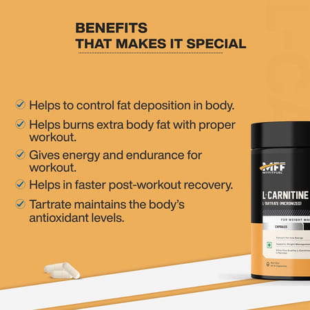 Myfitfuel L-Carnitine L-Tartrate (1500mg) 240 Capsules| Fat Loss | Weight Management